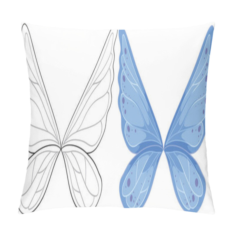 Personality  Detailed Butterfly Wings In Black And Blue Pillow Covers