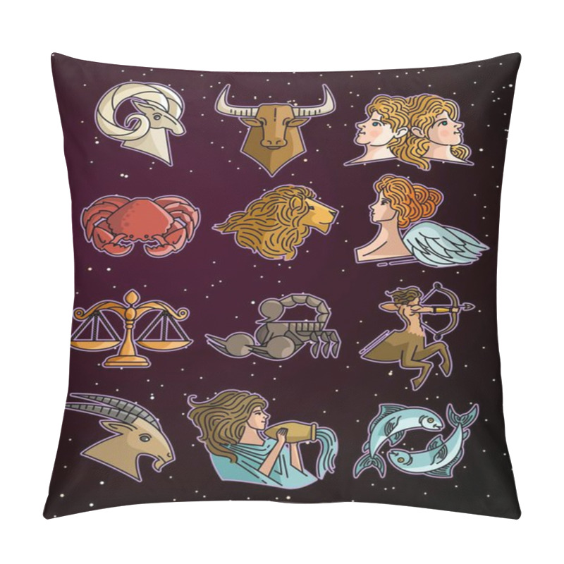 Personality  Twelve Zodiac Constellation Horoscope Signs Pillow Covers