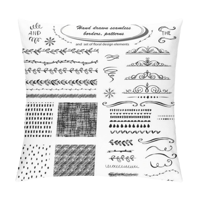 Personality  Set Of Hand Drawn Seamless Borders Pillow Covers