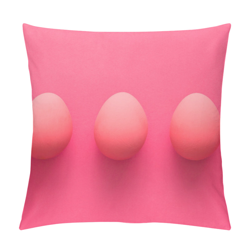 Personality  Three Eggs On Pink Background Pillow Covers