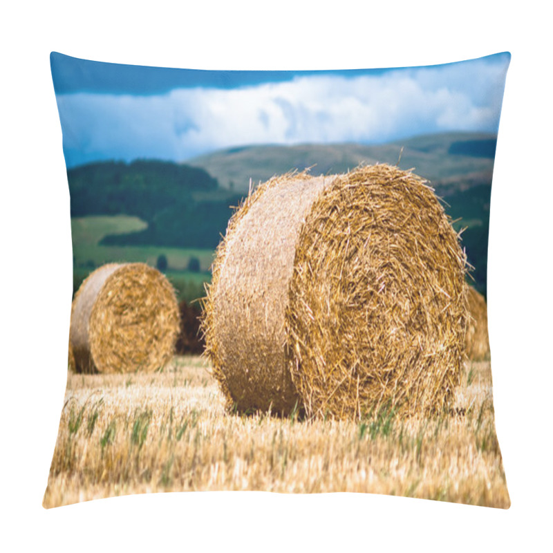 Personality  Bales Of Hay On Meadow Against The Sky V1 Pillow Covers