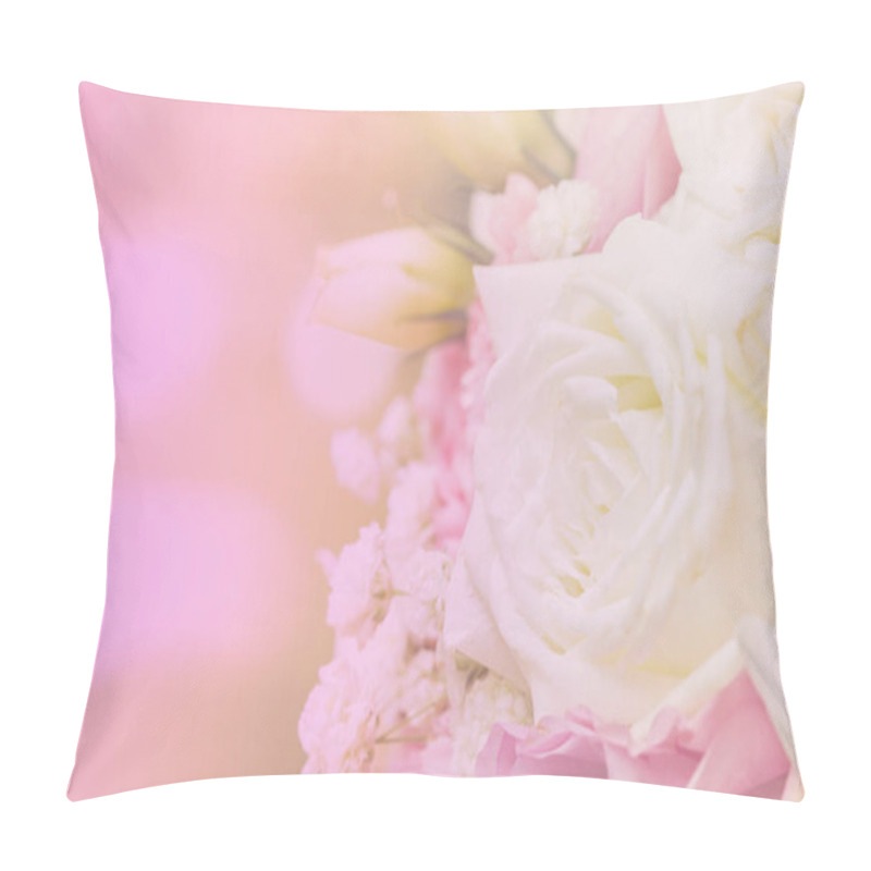 Personality  Bouquet Of White Roses Soft Blur Background  Pillow Covers