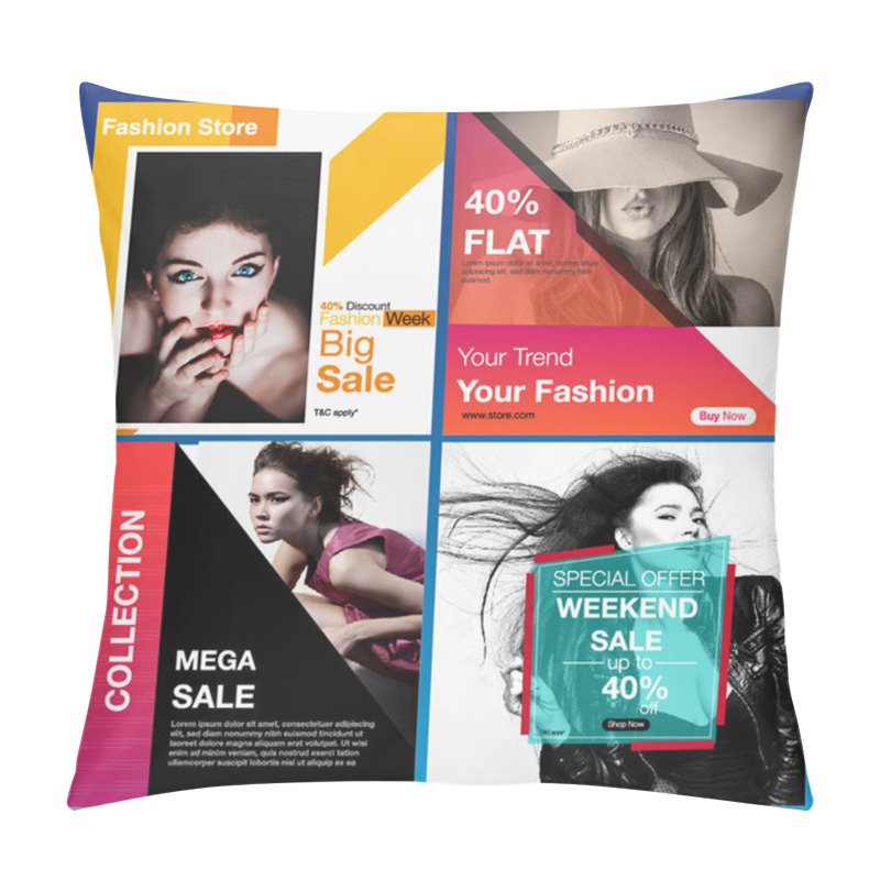 Personality  Print Fashion Clothing Digital Marketing Ads Banner. Pillow Covers