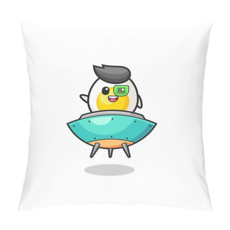 Personality  Boiled Egg Cartoon Riding A Future Spaceship , Cute Design Pillow Covers