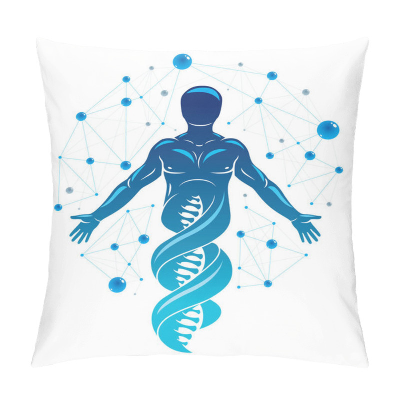 Personality  Vector Graphic Illustration Of Human Made As DNA Strands Continu Pillow Covers