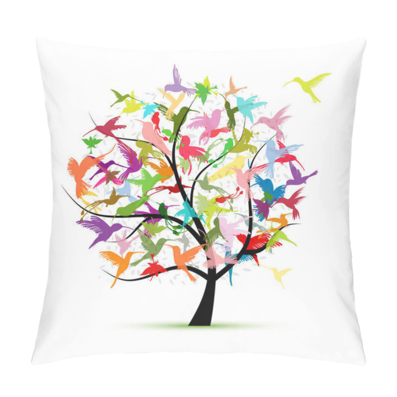 Personality  Hummingbird Tree, Sketch For Your Design Pillow Covers