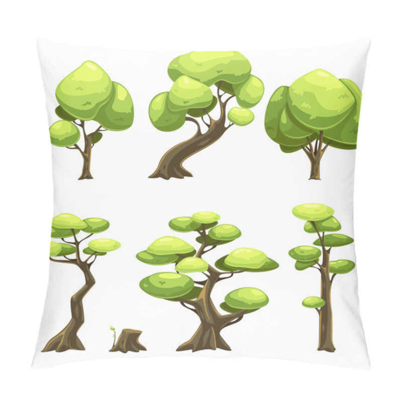 Personality  Set Of Cartoon Trees Pillow Covers