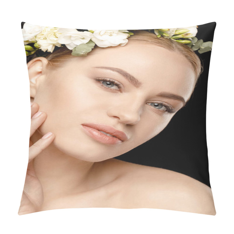 Personality  Woman With Flowers In Hair Pillow Covers