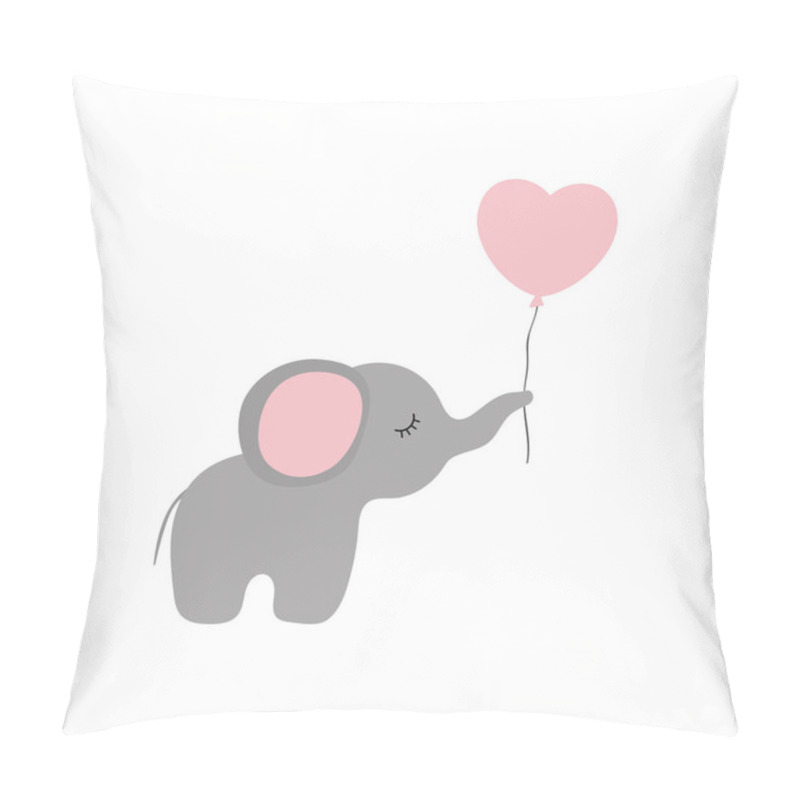 Personality  Vector Illustration Of Cartoon Elephant With Heart Balloon Pillow Covers