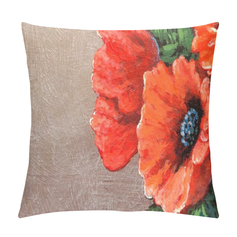 Personality  Beautiful Red Poppy Flowers, Floral Background Pillow Covers