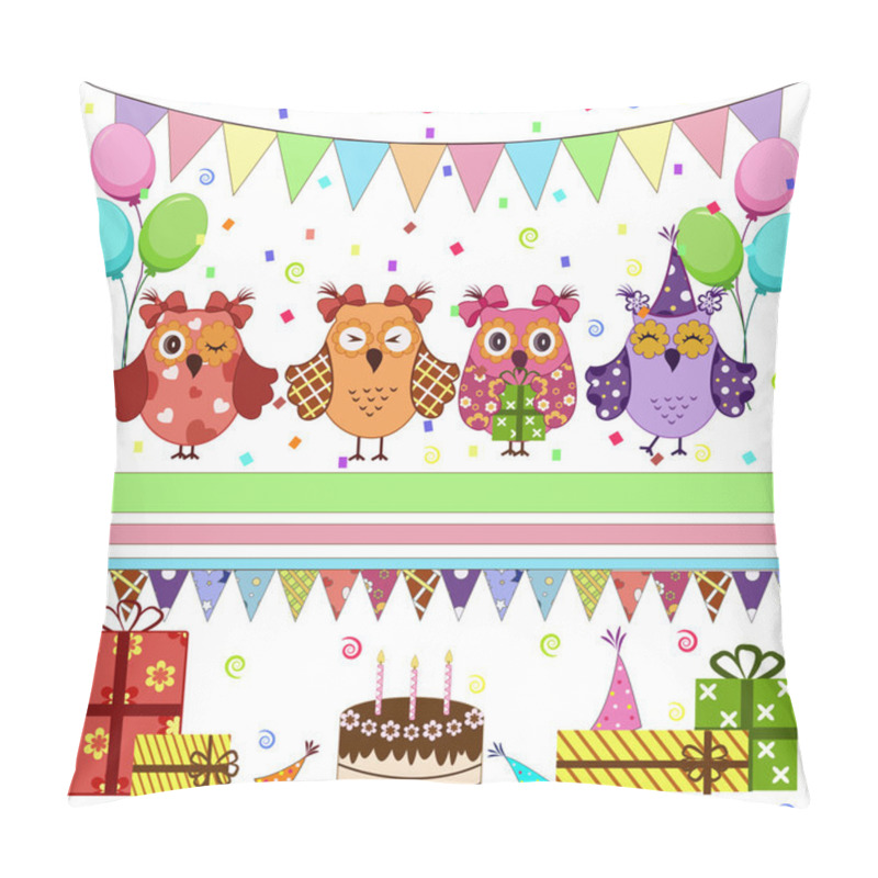 Personality  Birthday Party Owls Set Pillow Covers