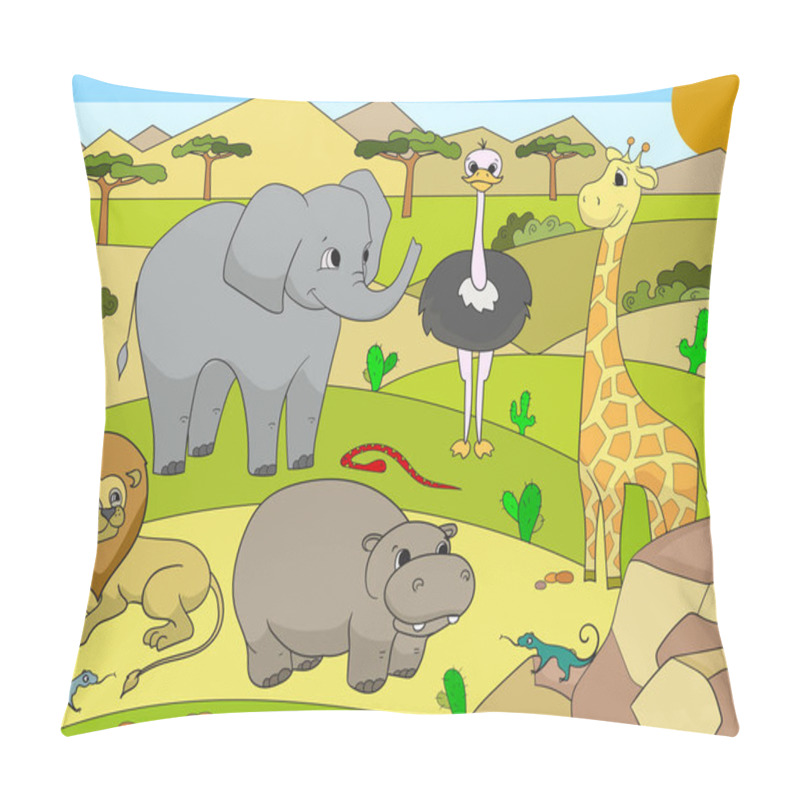 Personality  Animals Of Africa Savanna Vector For Adults Pillow Covers