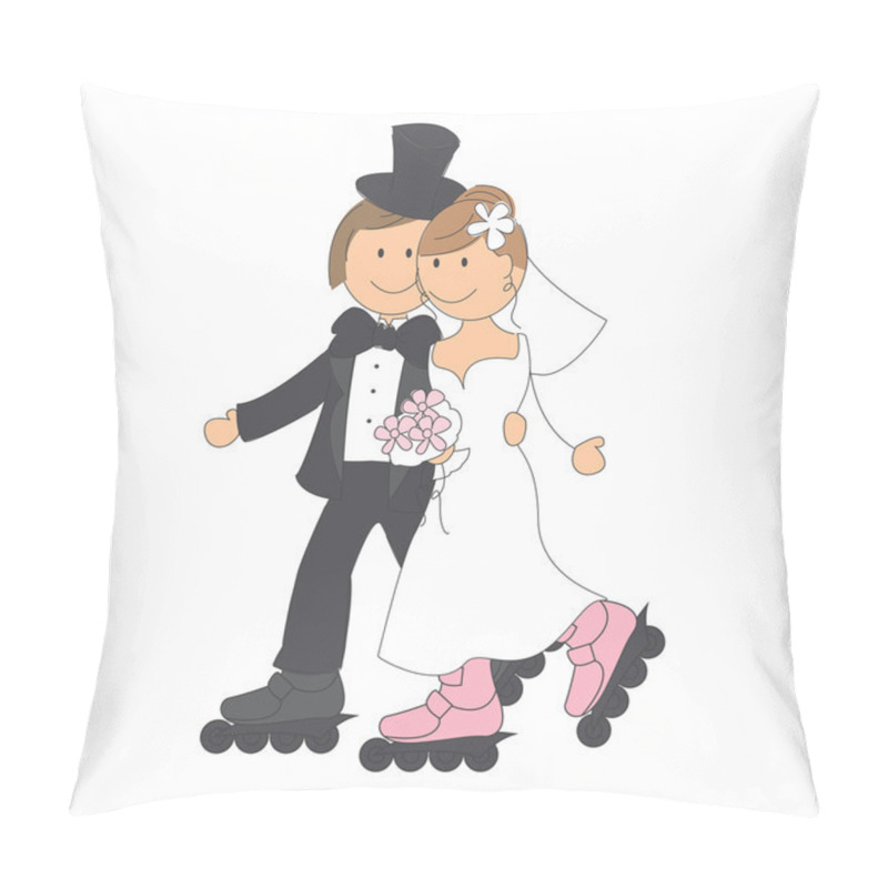 Personality  Wedding Invitation With Funny Bride And Groom Pillow Covers