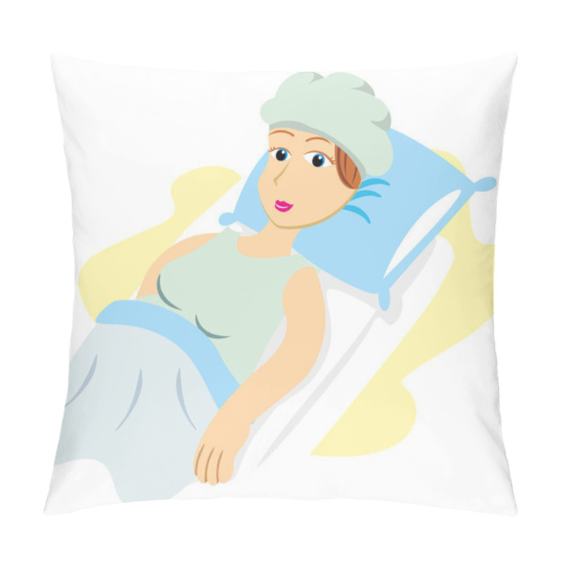 Personality  Mother Pregnant Woman Ready To Give Birth In Hospital. Ideal For Catalogs, Informative And Pregnancy Guides Pillow Covers