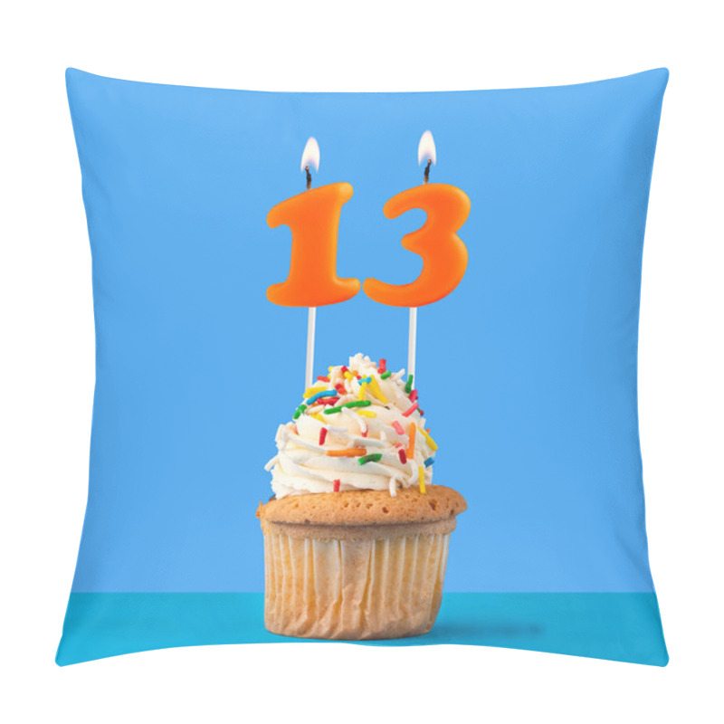 Personality  Orange Birthday Candle And Cupcake - Number 13 Pillow Covers