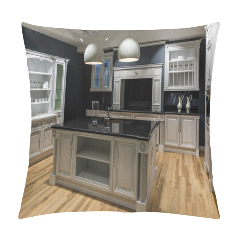 Personality  Renovated Kitchen Interior In Dark Tones Pillow Covers