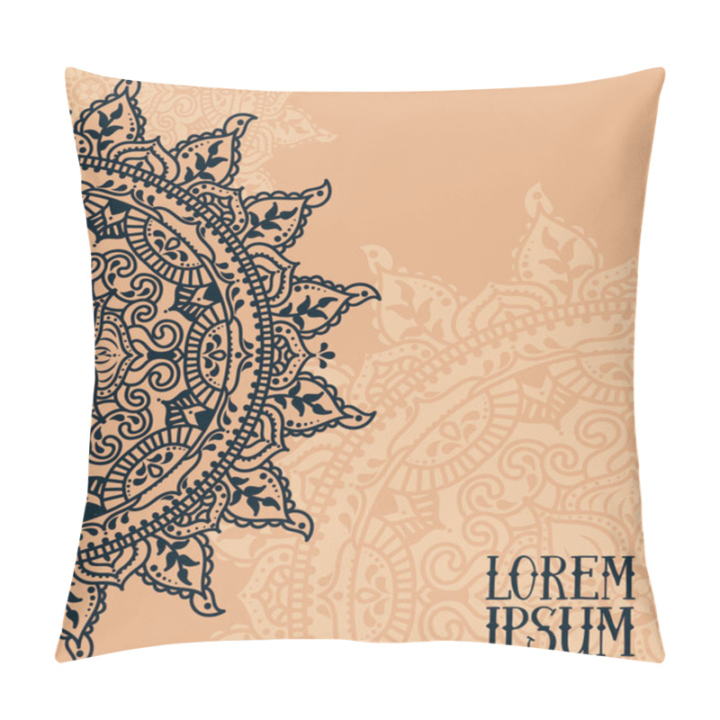 Personality  Beautiful Round Pattern In Folkloric Style, Card With Indian Magical Mandala, Vector Illustration Pillow Covers