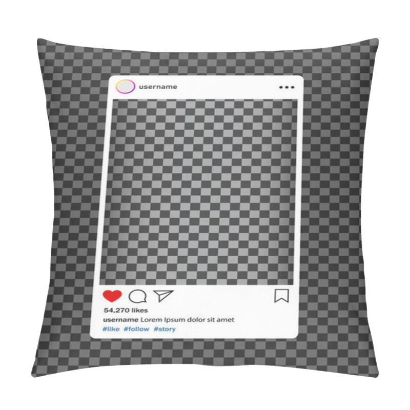 Personality  Instagram Bloger. Social Media Photo Frame With Heart, Loupe.Post Interface For Social Media.vector Eps10 Pillow Covers