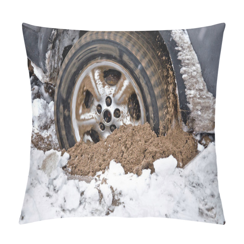 Personality  Car Wheel Is Deeply Stuck In The Sand Pillow Covers