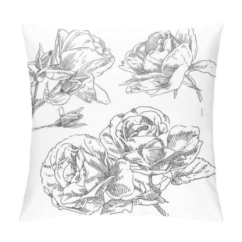 Personality  Hand Drawn Rose Flowers Pillow Covers