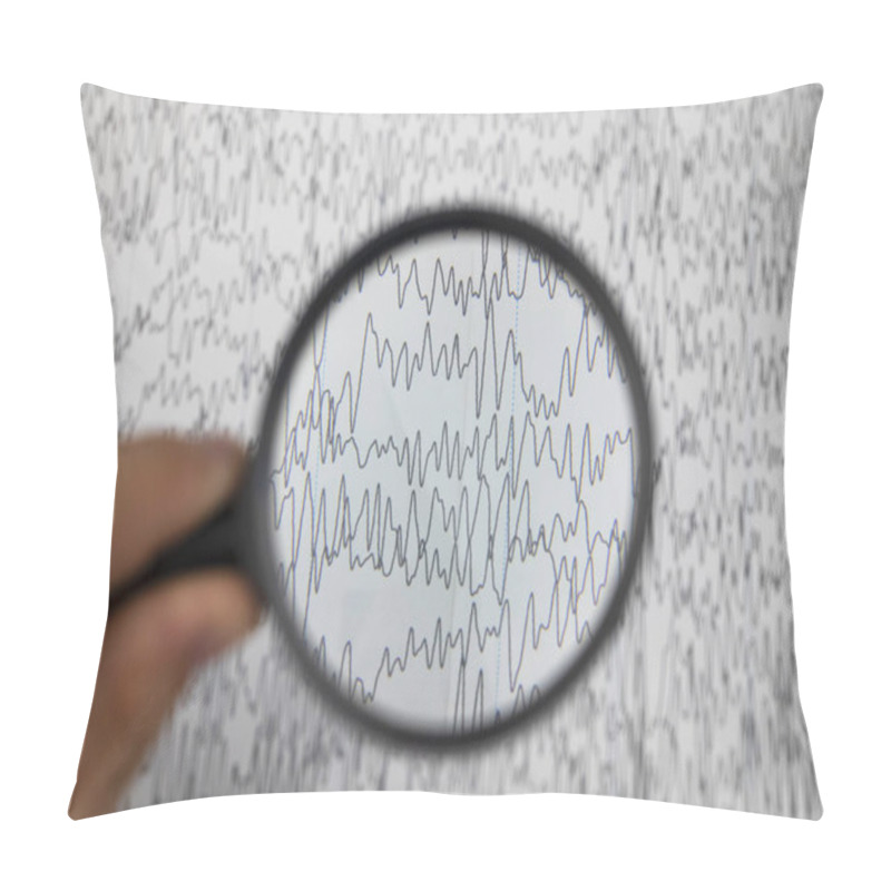 Personality  A Neurologist Examines An Encephalogram Of A Patients Brain. Schedule Of Electroencephalograms, Study Of Brain Currents For Signs Of Epilepsy And Pathologies Of The Nervous System Pillow Covers