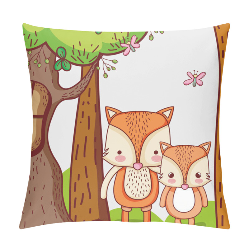 Personality  Cute Foxes Doodles Cartoon Vector Illustration Graphic Design Pillow Covers