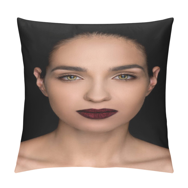 Personality  Fashionable Woman With Dark Lips Pillow Covers