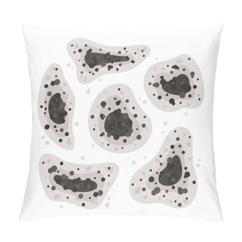 Personality  Black Mold Spots Of Different Shapes. Toxic Mold Spores. Fungi And Bacteria. Stains On The House Wall. Isolated Vector Illustration On White Background Pillow Covers