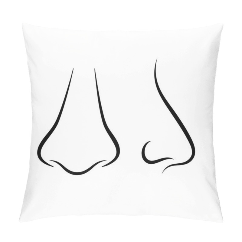 Personality  Human Nose Icons Set, Front And Side View, Vector Illustration Isolated On White Background Pillow Covers