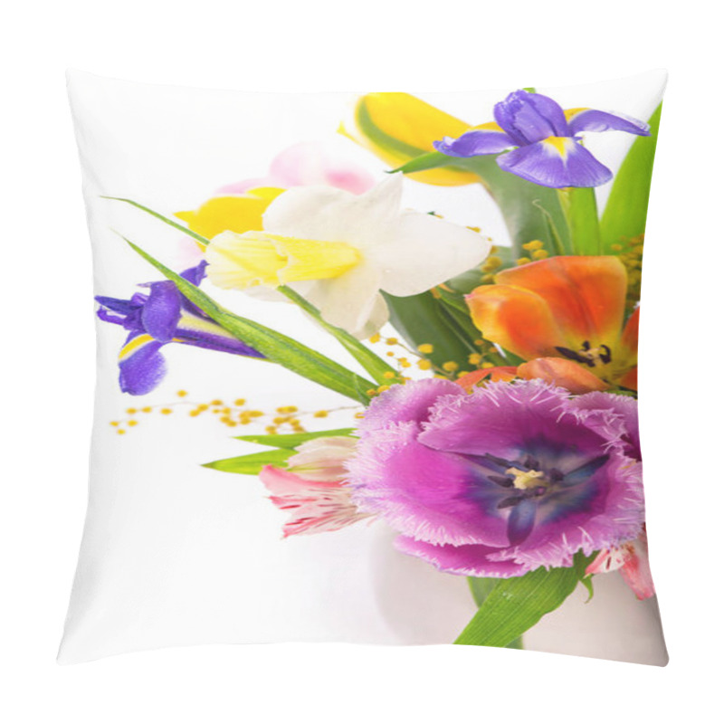 Personality  Spring Flowers Isolated On A White Background Pillow Covers