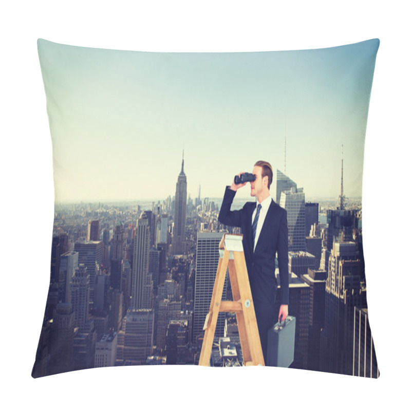 Personality  Businessman Looking On Ladder Pillow Covers