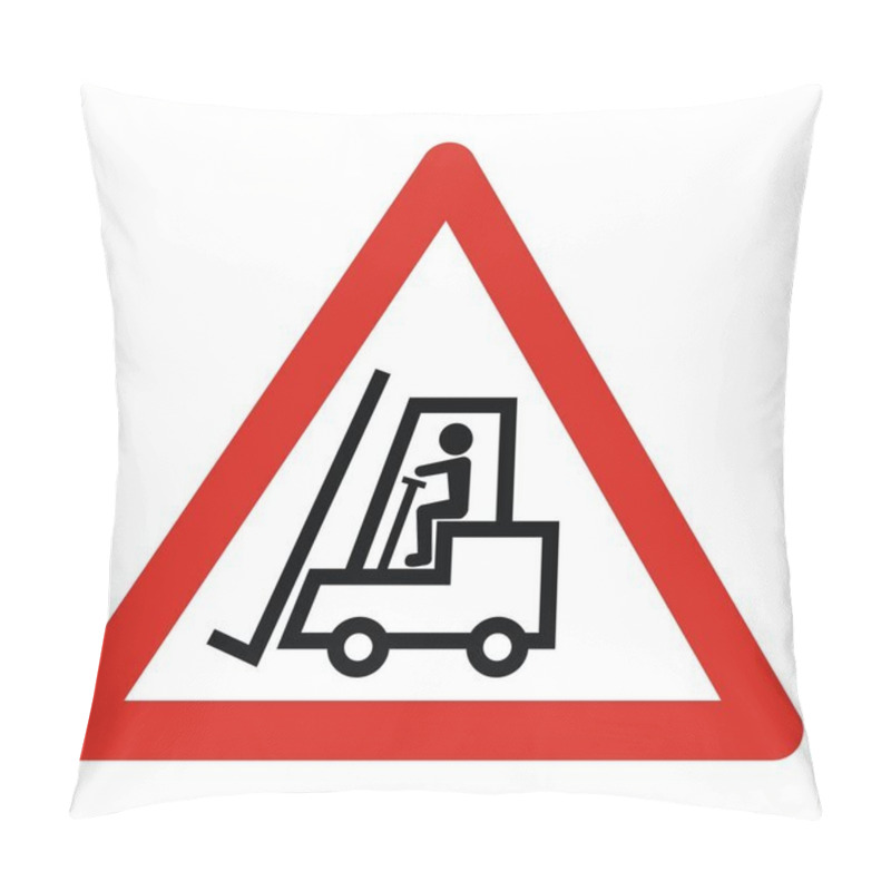 Personality  Forklift, Traffic Sign, Red Triangle Shape, Vector Icon Pillow Covers