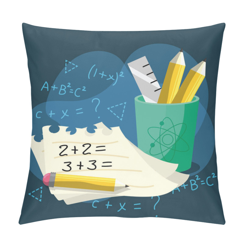 Personality  Cartoon Math Class Concept Background Vector Illustration Pillow Covers