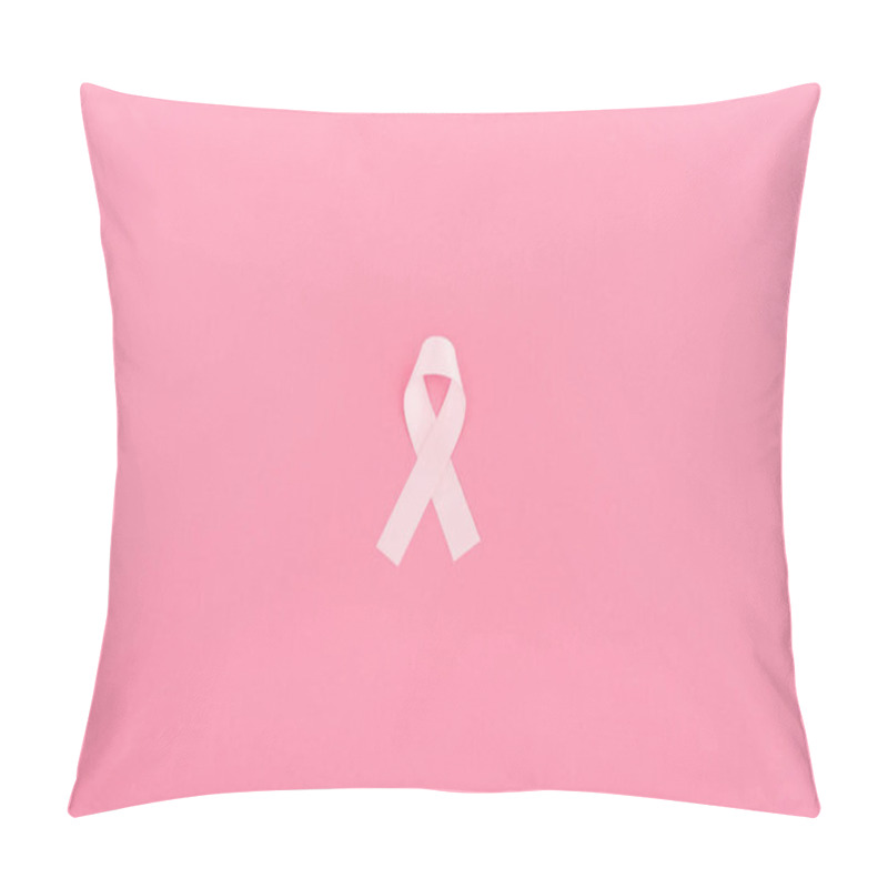 Personality  Top View Of Pink Breast Cancer Sign On Pink Background Pillow Covers