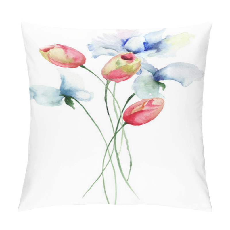 Personality  Tulips And Sweet Pea Flowers Pillow Covers