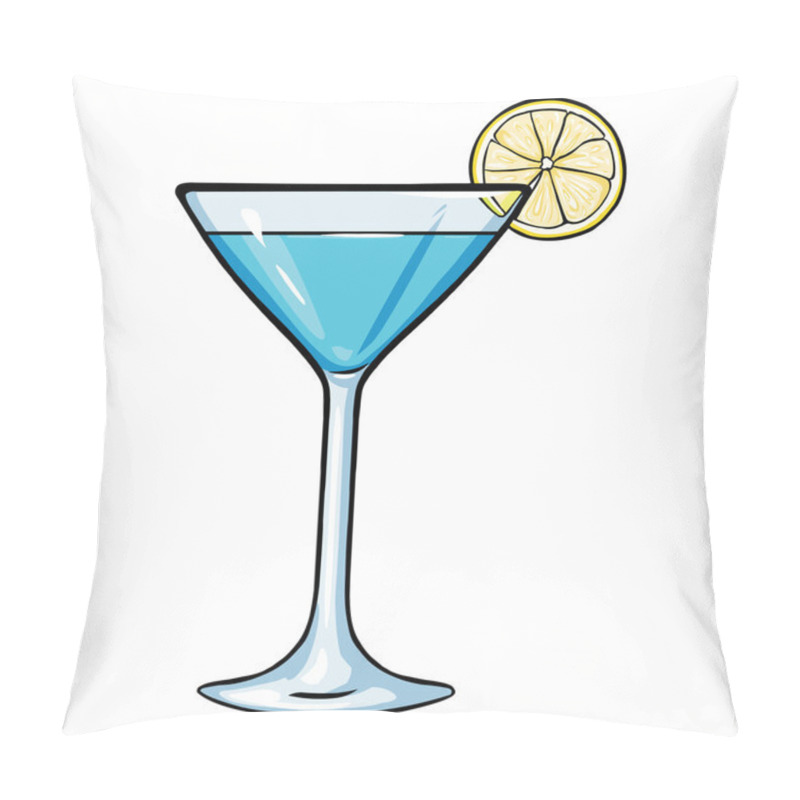 Personality  Cartoon Blue Cocktail With Lime Pillow Covers