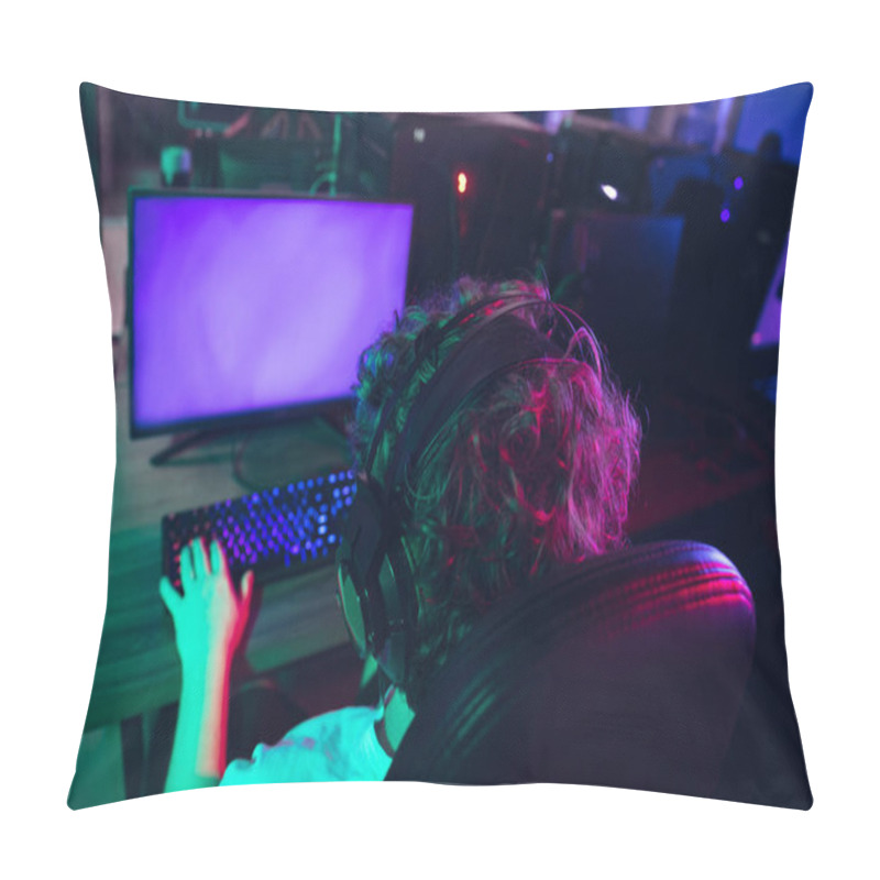 Personality  Cyber Sport. Fully Concentrated Professional Cybersport Player Playing Important Match Pillow Covers