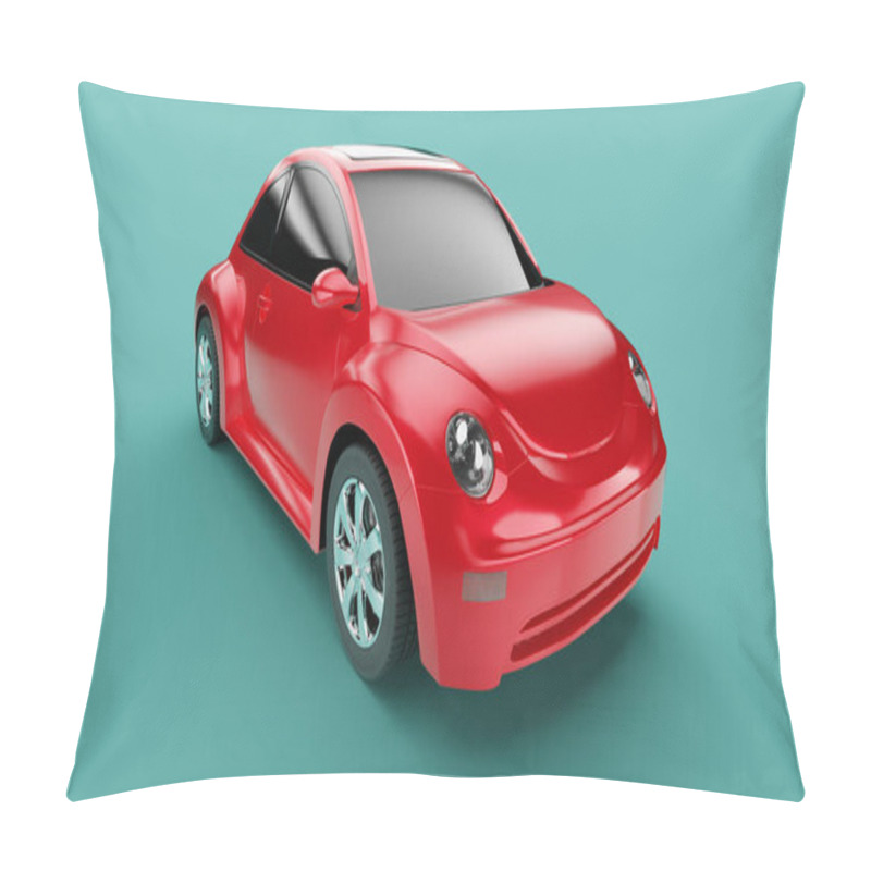 Personality  Front View Of Eco Red Concept Car On Green Background Pillow Covers