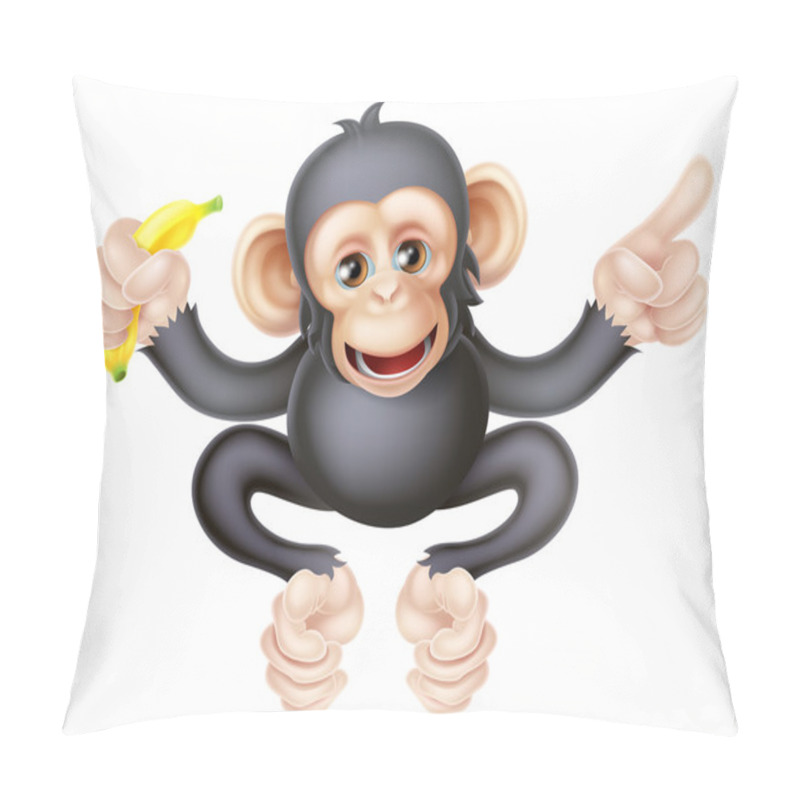 Personality  Cartoon Chimp With Banana Pointing Pillow Covers