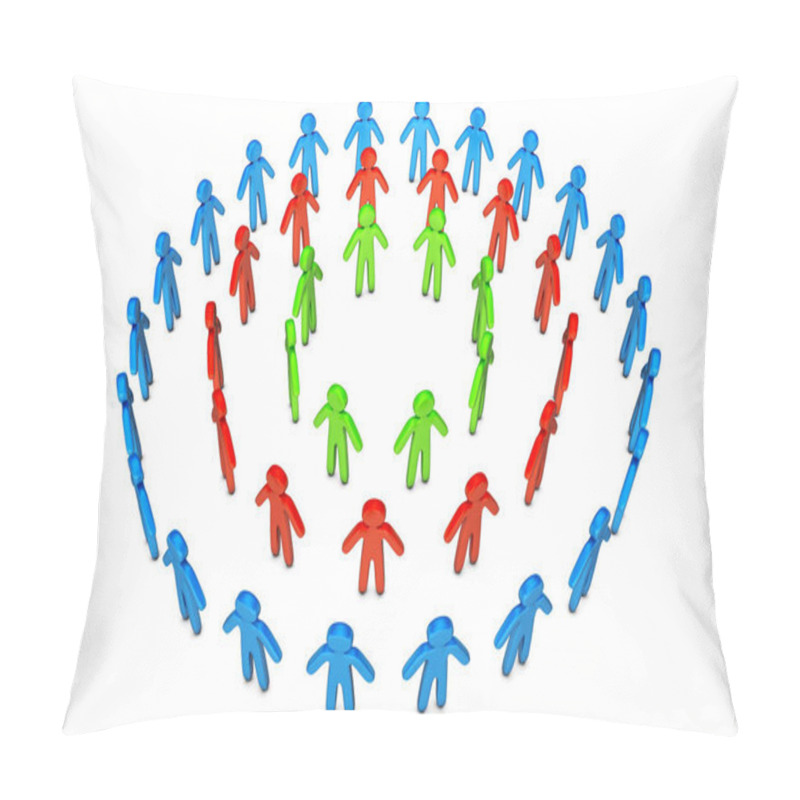 Personality  3D Illustration Of Different Friends Circles Standing Together Pillow Covers