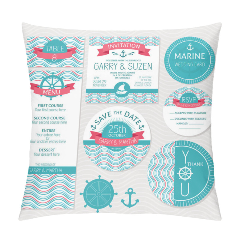 Personality  Set Of Marine Wedding Cards Pillow Covers