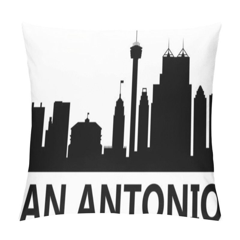 Personality  San Antonio City Skyline On White Background. Texas Skyline. San Antonio Skyline Sign. Flat Style. Pillow Covers