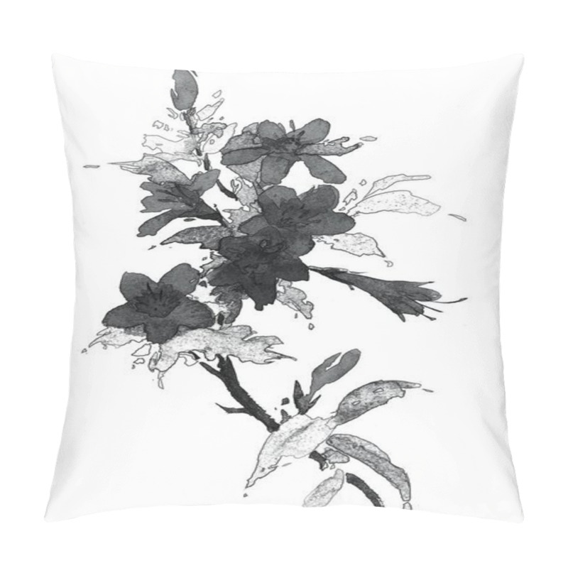 Personality  Flowers Drawing, Flower Pencil Drawn Sketch Over White Background Painting Pillow Covers