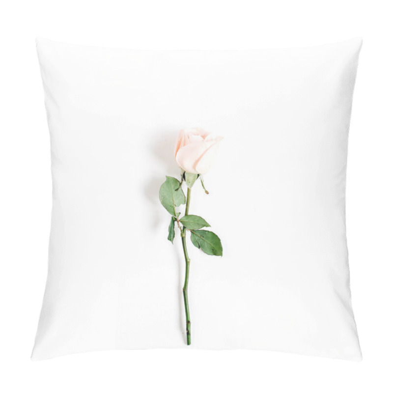 Personality  One Beige Rose On White Background Pillow Covers