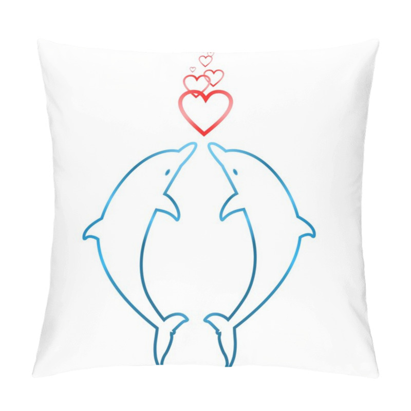 Personality  Two Dolphins Jumping In Love With Hearts Pillow Covers