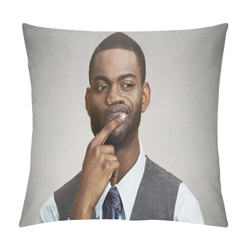 Personality  Man Skeptic, Confused, Thinking Pillow Covers