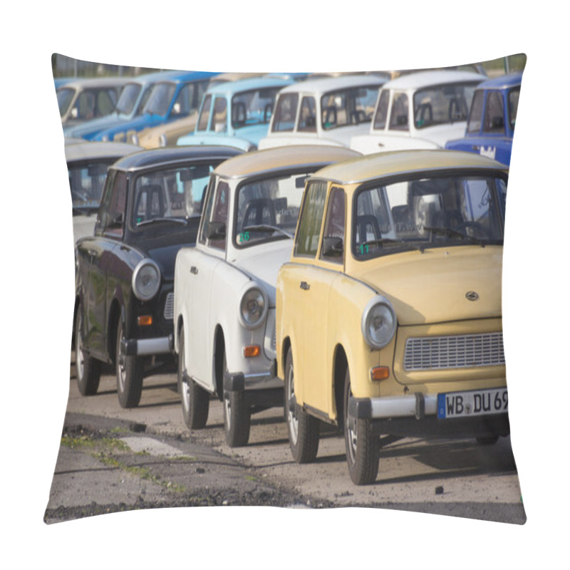 Personality  Group Of Trabant Cars To Rent For Sightseeing Tours In Berlin Pillow Covers