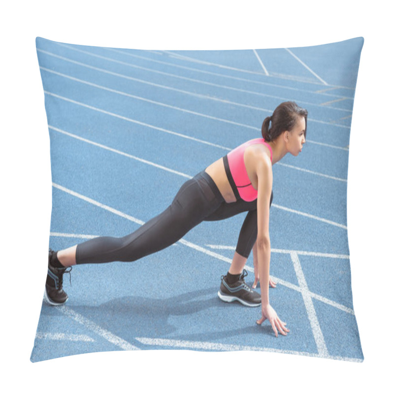 Personality  Sportswoman On Starting Line  Pillow Covers