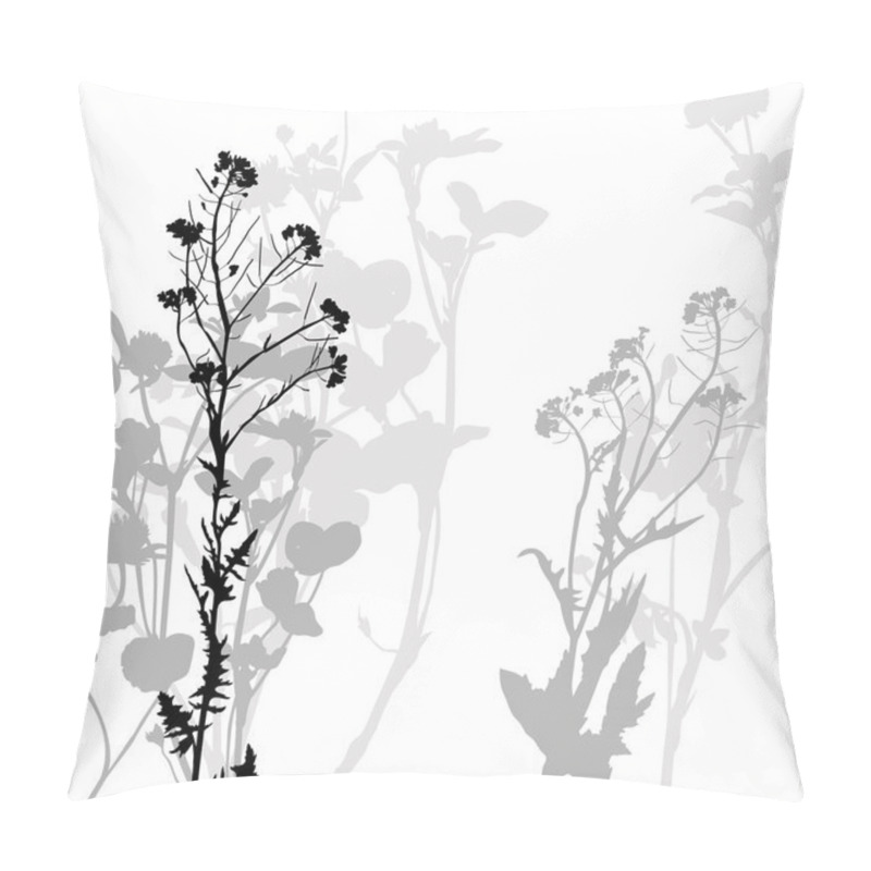 Personality  Silhouette Of Herbs And Flowers Pillow Covers