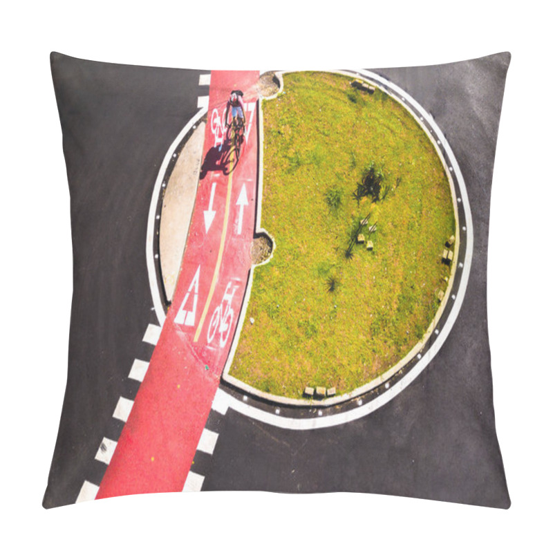 Personality  Bicycle Path For Cycling And Cycling In A Large City. Aerial Vie Pillow Covers